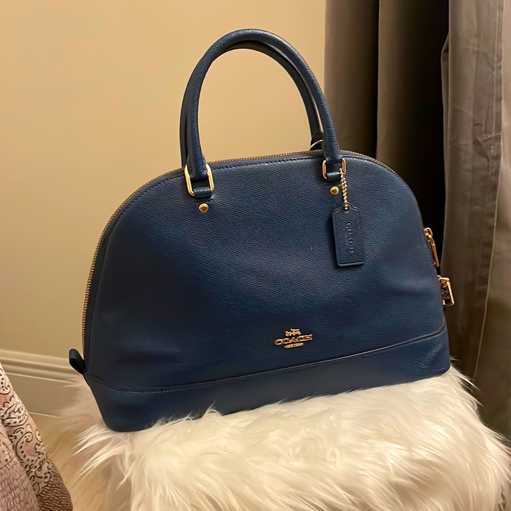 Coach Navy Blue Sierra Satchel with Gold Hardware